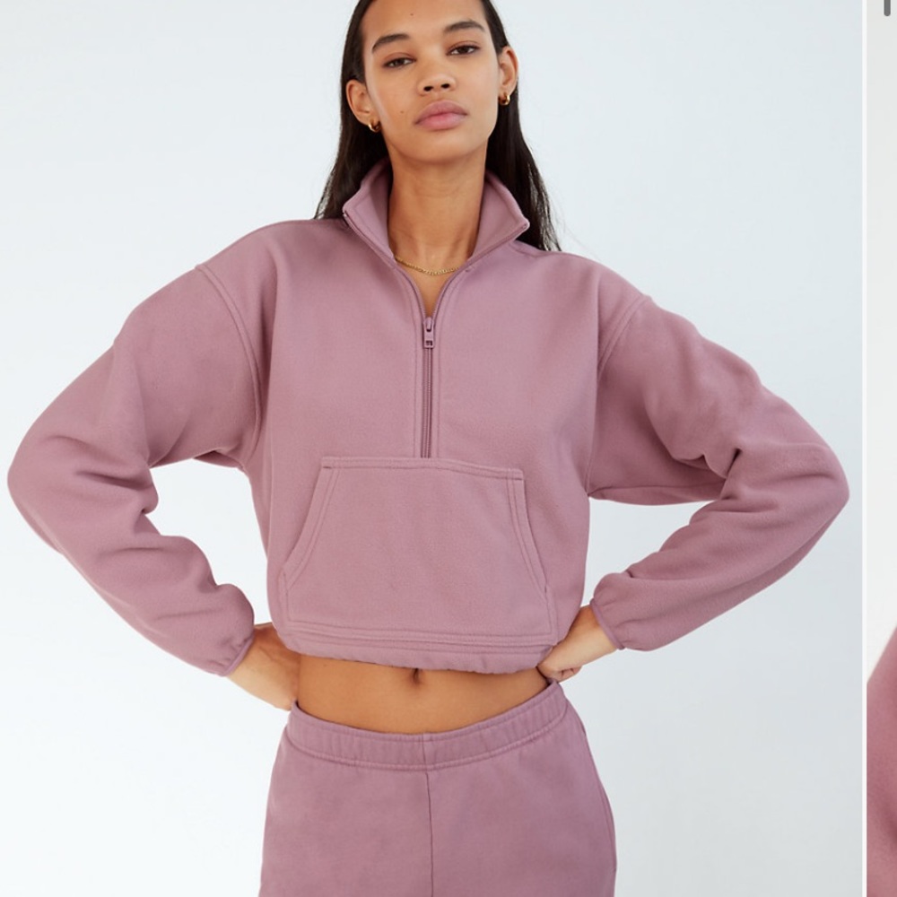 Aritzia polar 1/2 zip sweater in soft orchid